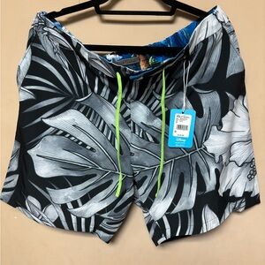Men's Black & White Tropical Swim Trunks Pixar x Robert Graham, 38 Monsters Inc